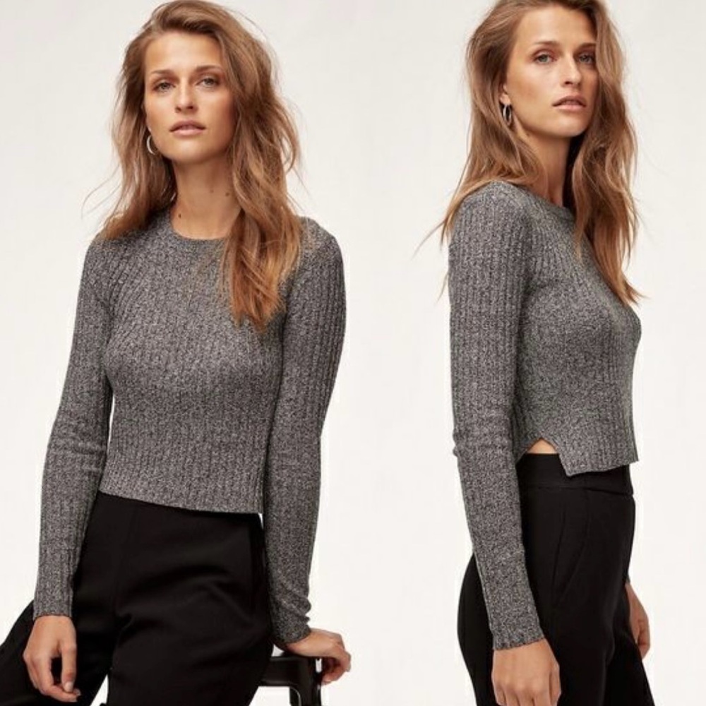 BABATON Aritzia Nathaniel Cropped Sweater Top wool / linen Size Medium